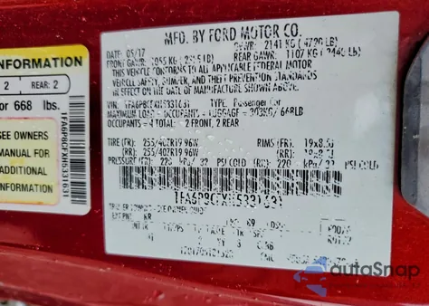 2017 Ford Mustang Gt z USA, uszkodzony, nr VIN 1FA6P8CFXH5331631